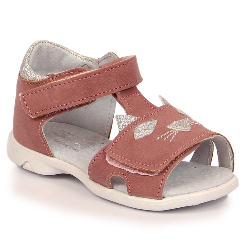 Girls' sandals with Velcro pink cats Kornecki 6305