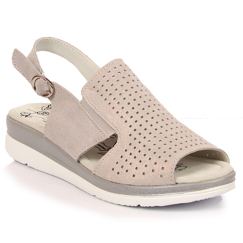 Comfortable leather sandals with an elastic T.Sokolski beige