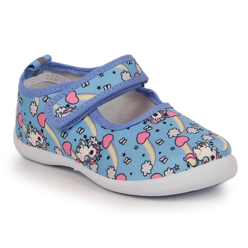 Girls' sneakers with velcro Atletico unicorn blue