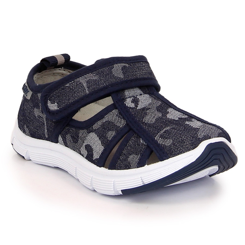 Boys' sneakers with velcro openwork Atletico camo navy blue blue