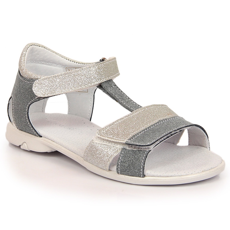 Girls' sandals with velcro silver Kornecki 6323 grey