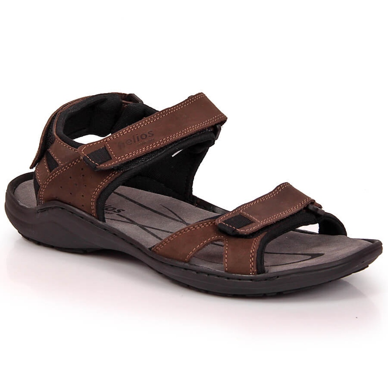 Leather men's sandals with Velcro brown Helios 854 Leather men's sandals with Velcro brown Helios 854