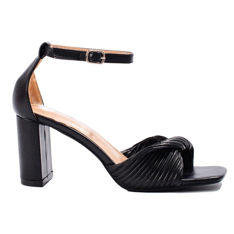Black high-heeled sandals