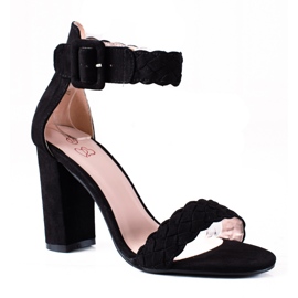 SHELOVET Suede Sandals On A Bar black SHELOVET Suede Sandals On A Bar black