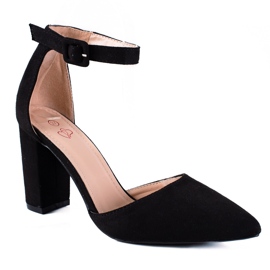 SHELOVET Suede Pumps On A Pillar black