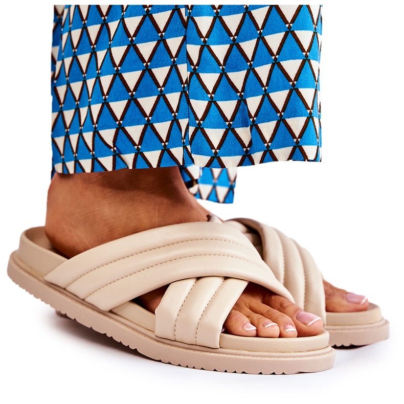PJ1 Classic Women's Leather Slippers Beige Daron