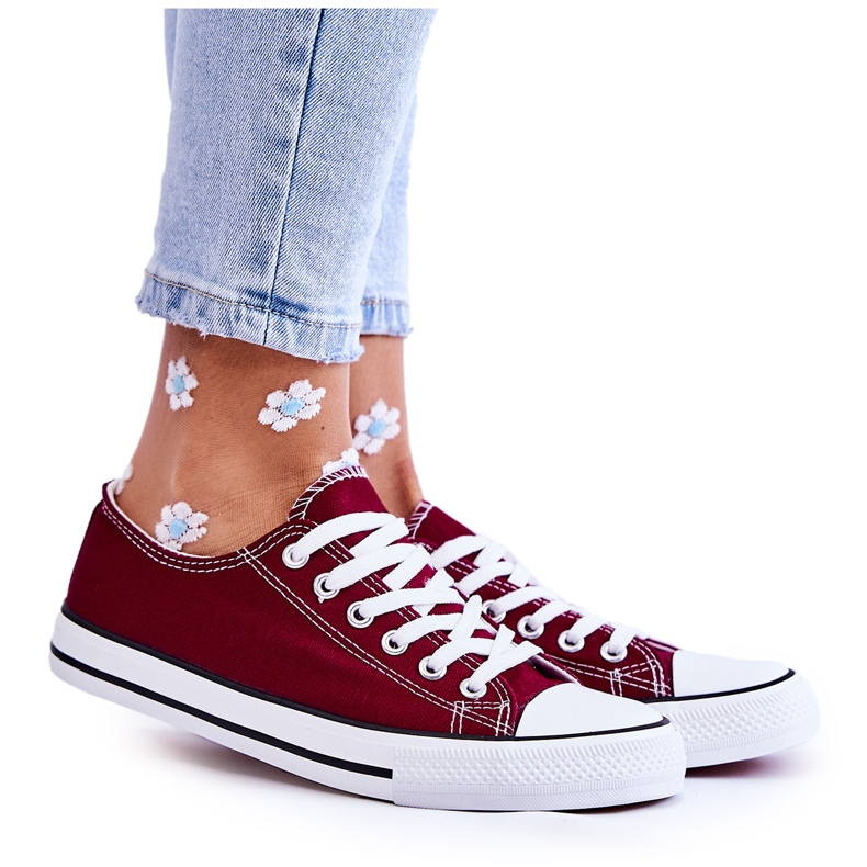 Women's Classic Sneakers Tied Burgundy Be Mine red