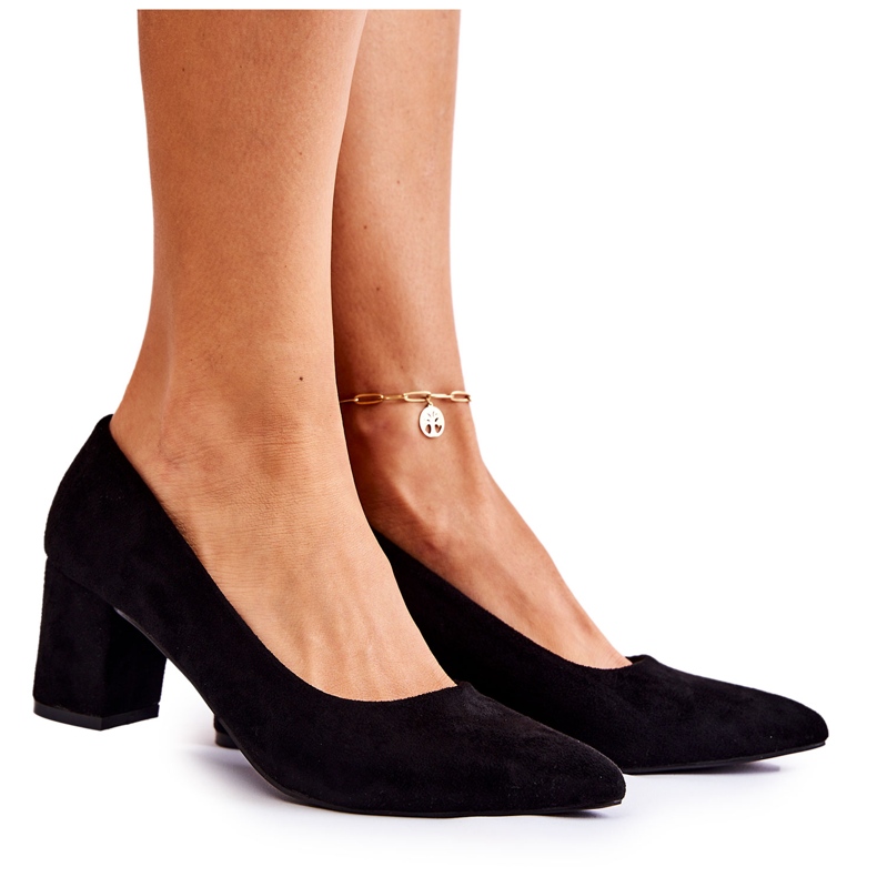 PS1 Classic Suede Pumps On A Bar Black Lency