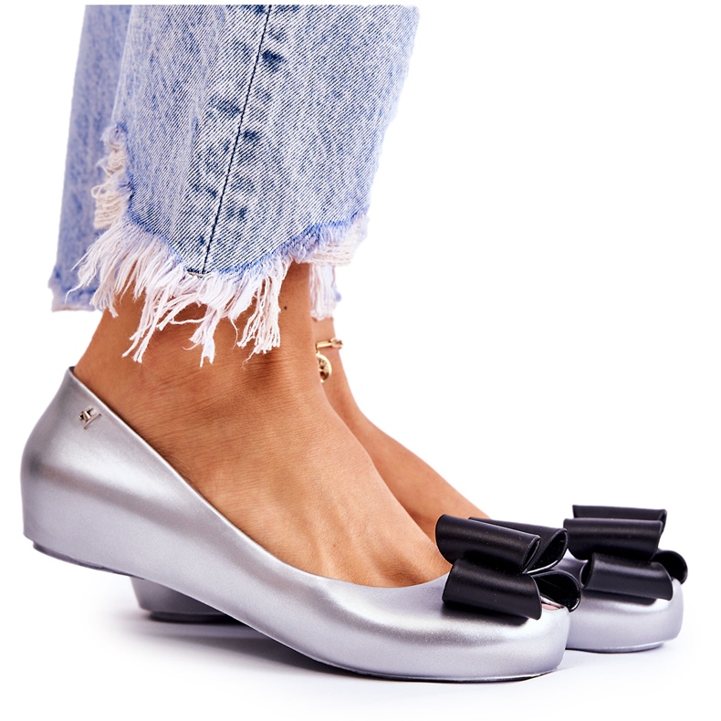 PH1 Women's Rubber Ballerinas With A Bow Silver Florret