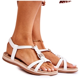 Women's Sandals With Amberly White Ornaments