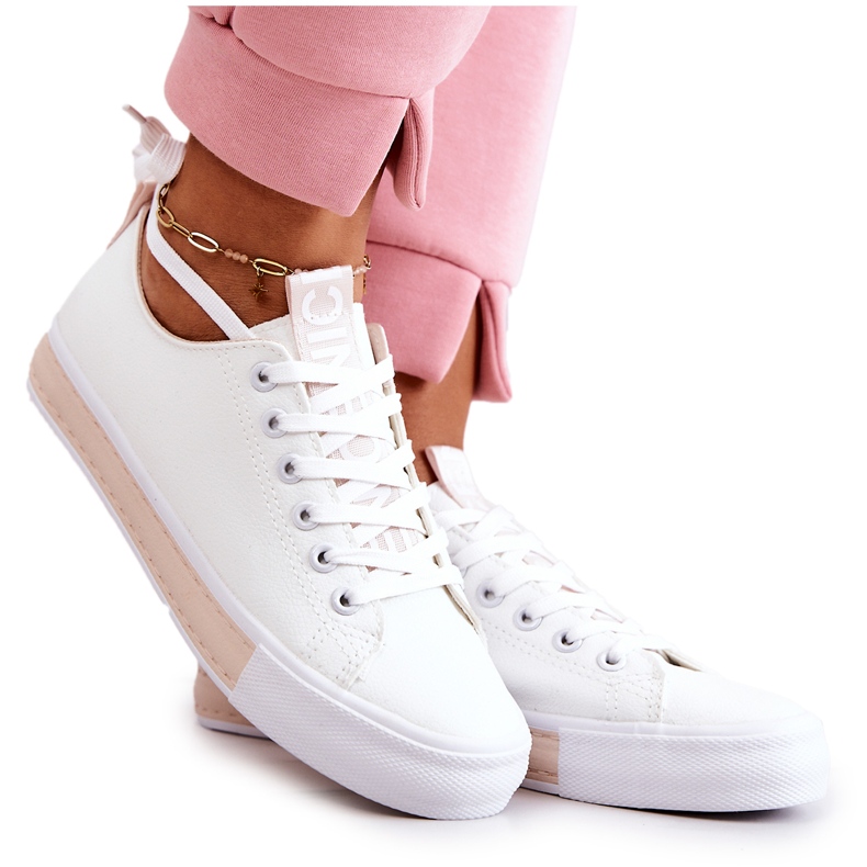 PS1 Women's Leather Sneakers White-Beige Mikayla PS1 Women's Leather Sneakers White-Beige Mikayla