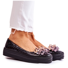 PA2 Leather Ballerinas On The Platform With Black Beriette Ornament