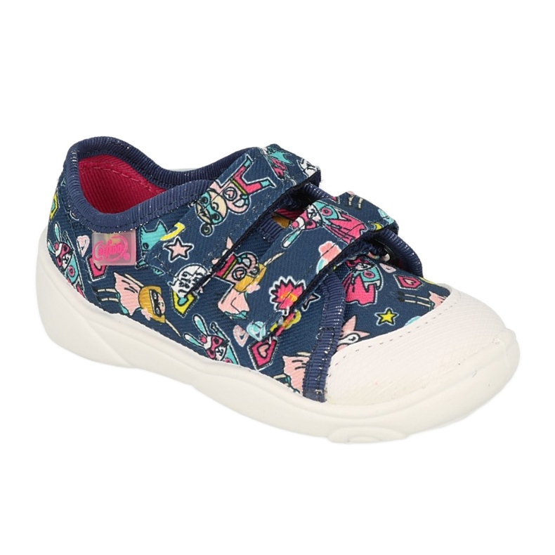 Befado children's slippers 907P149, navy blue, with applications
