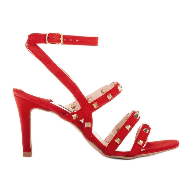 Marco Shoes Suede sandals with decorative studs red