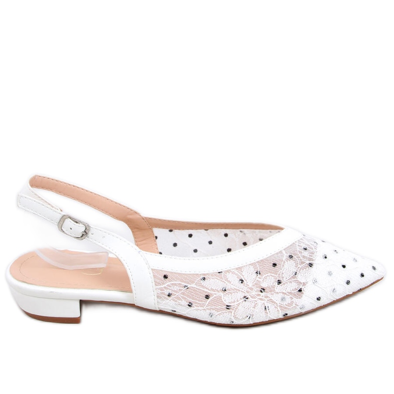 Lace ballerinas without heel Margo White