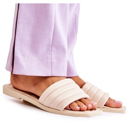 PG1 Women's Leather Slippers With Quilting Beige Raula