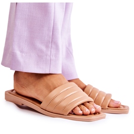 PG1 Women's Leather Slippers With Quilting Dark Beige Raula PG1 Women's Leather Slippers With Quilting Dark Beige Raula