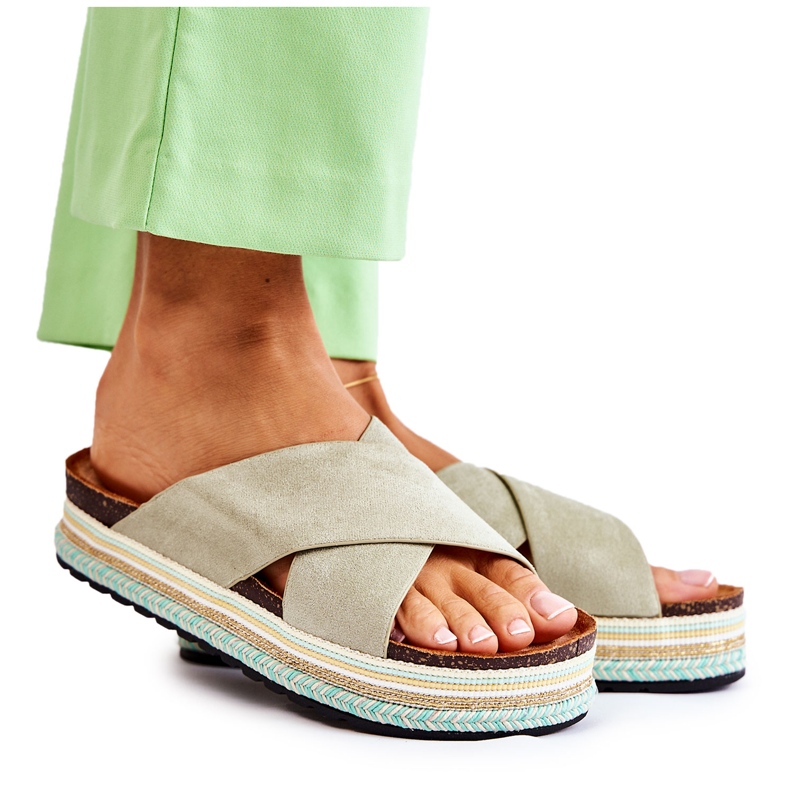 PG1 Women's Suede Slippers On The Green Neriko Platform