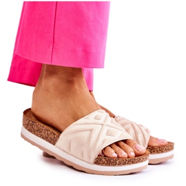 PG1 Women's Suede Slippers On A Massive Platform Beige Heritta PG1 Women's Suede Slippers On A Massive Platform Beige Heritta
