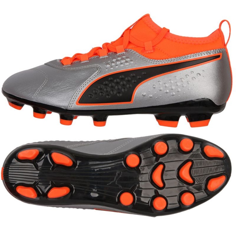 Football boots Puma One 3 Lth Hg M 104746 01 silver silver