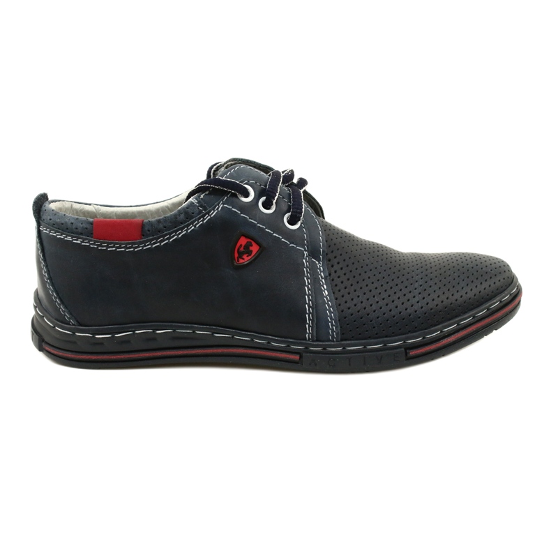 Polbut Men's leather shoes 343P perforated navy blue Polbut Men's leather shoes 343P perforated navy blue