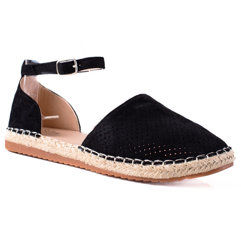 SHELOVET Openwork Espadrilles black