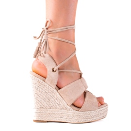 SHELOVET Espadrilles High Tied Sandals beige