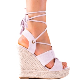 SHELOVET Espadrilles High Tied Sandals purple