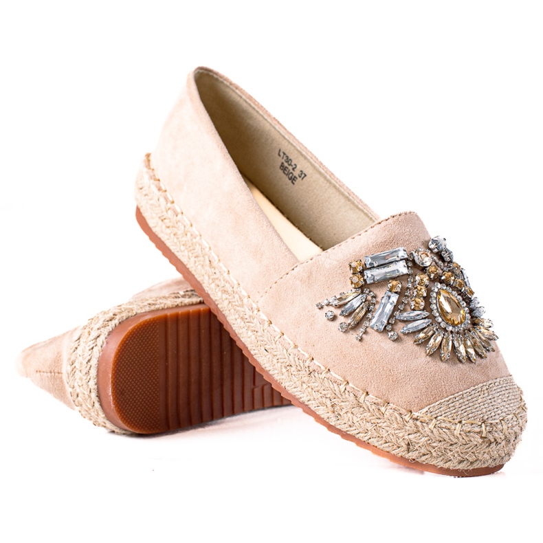 SHELOVET Espadrilles With Crystals beige