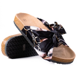 SHELOVET Black Slippers With A Bow