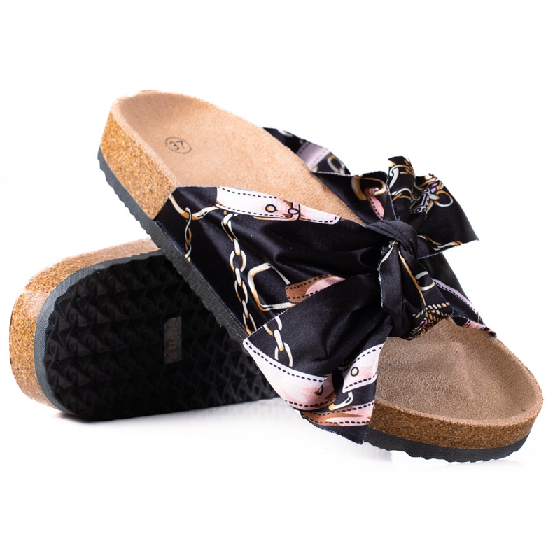 SHELOVET Black Slippers With A Bow