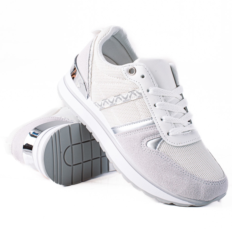 SHELOVET Comfortable Sneakers white silver grey