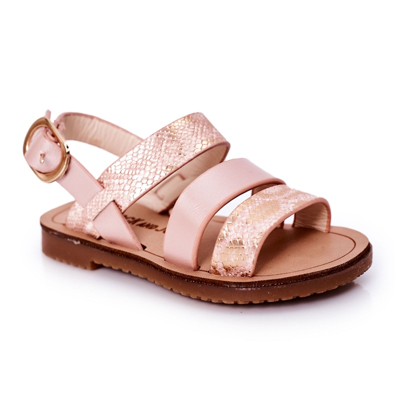 Children's Shiny Snake Pattern Sandals, Pink