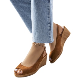 Brown espadrilles on the Alpat wedge heels