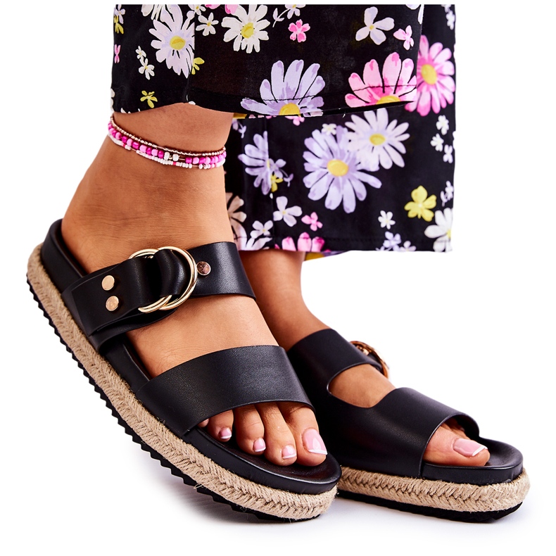 FB1 Fashionable Women's Black Penelope Slippers