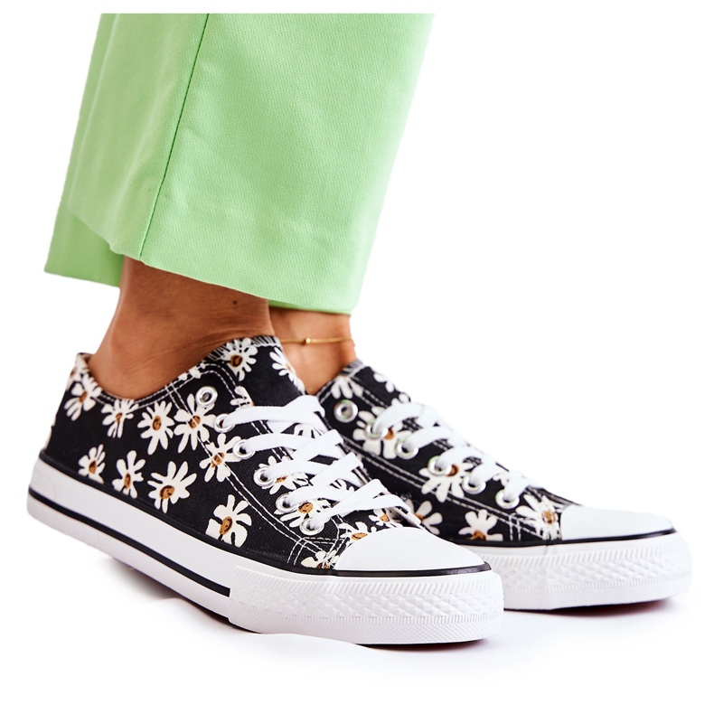 PS1 Women's Low Sneakers With Flowers Janey Black