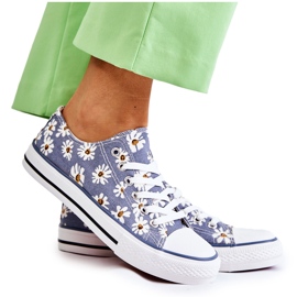 PS1 Women's Low Sneakers With Blue Janey Flowers