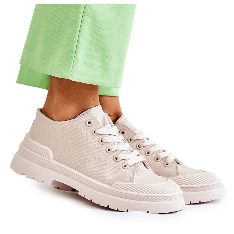 PS1 Women's Cloth Sneakers Light Beige Parossa