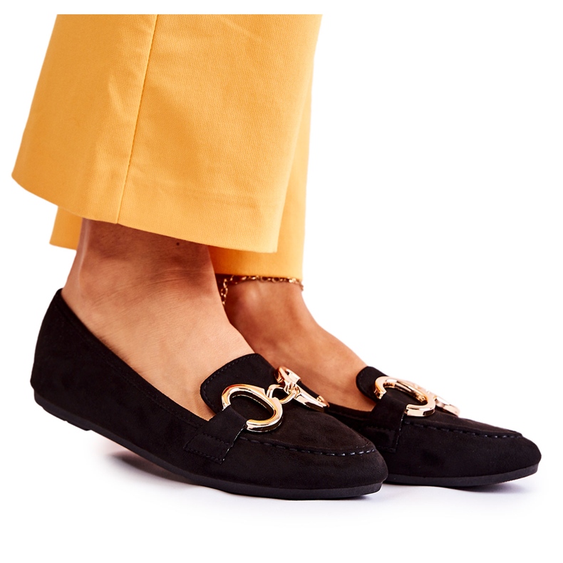 PG1 Women's Suede Loafers With Black Reality Decoration