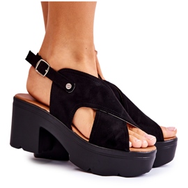 PG1 Suede Black Sandals On Heel Arlena