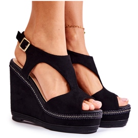 PG1 Classic Suede Wedge Sandals Black Lysette PG1 Classic Suede Wedge Sandals Black Lysette