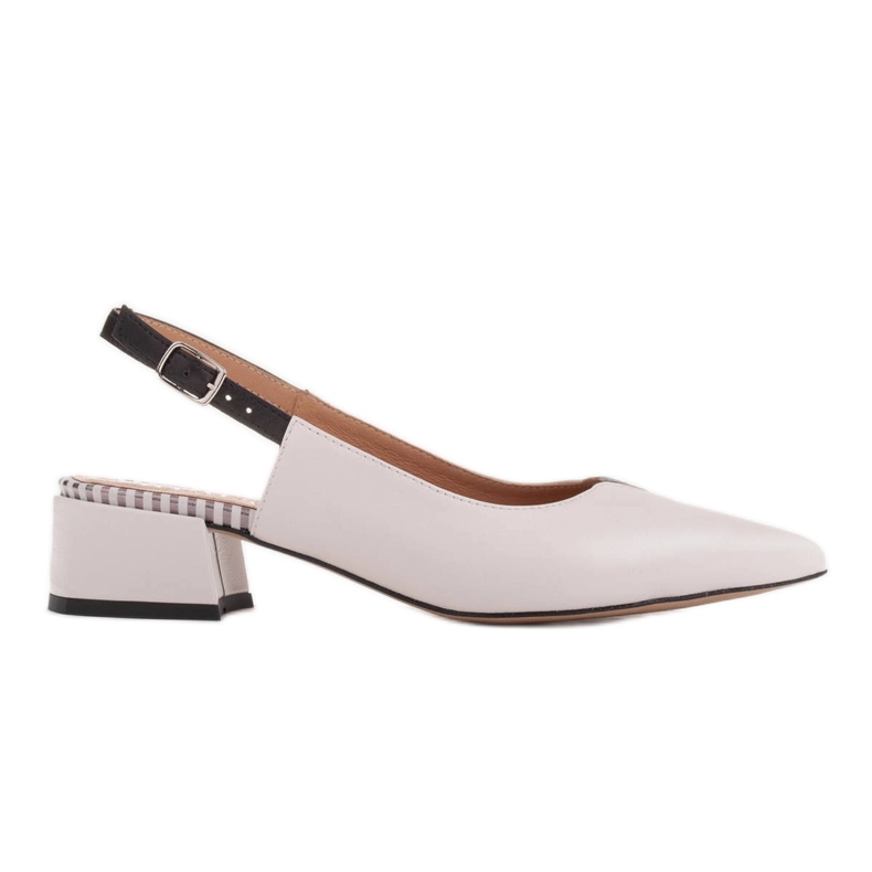 Marco Shoes Low pumps with an open heel made of delicate natural leather white black