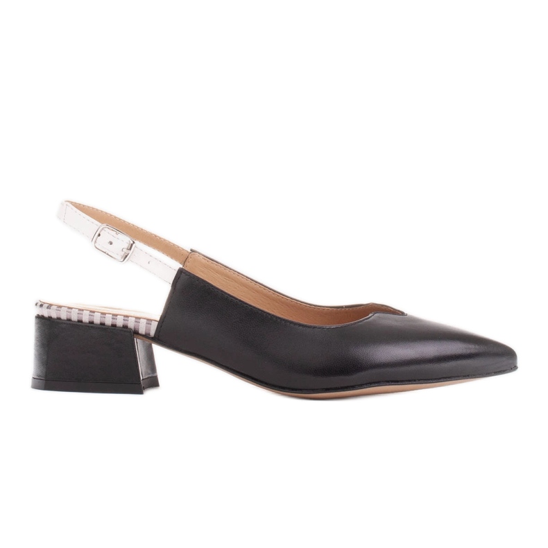 Marco Shoes Low pumps with an open heel made of delicate natural leather white black