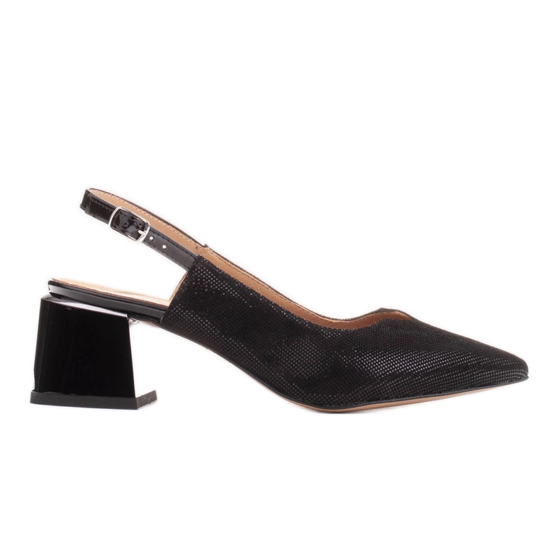 Marco Shoes Suede sandals with a shiny pattern black