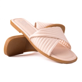 SHELOVET Women's flat slippers beige