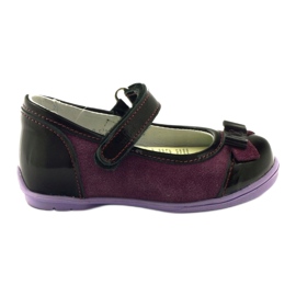 Burgundy leather ballerinas with a RenBut bow red