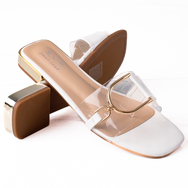 SHELOVET Transparent flat slippers colorless white golden