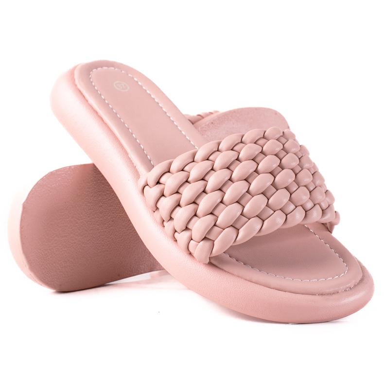 SHELOVET Women's braided slippers pink