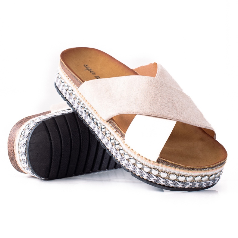 SHELOVET Fashionable Slippers On The Platform beige