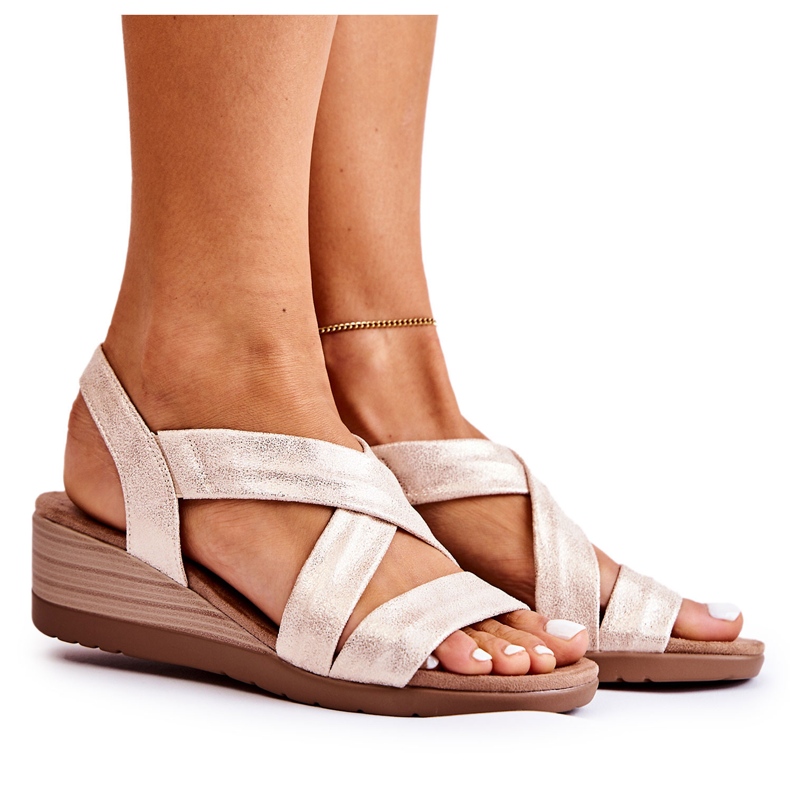 S.Barski Wedge Sandals S. Barski BZY1A Beżowo-Złote beige golden